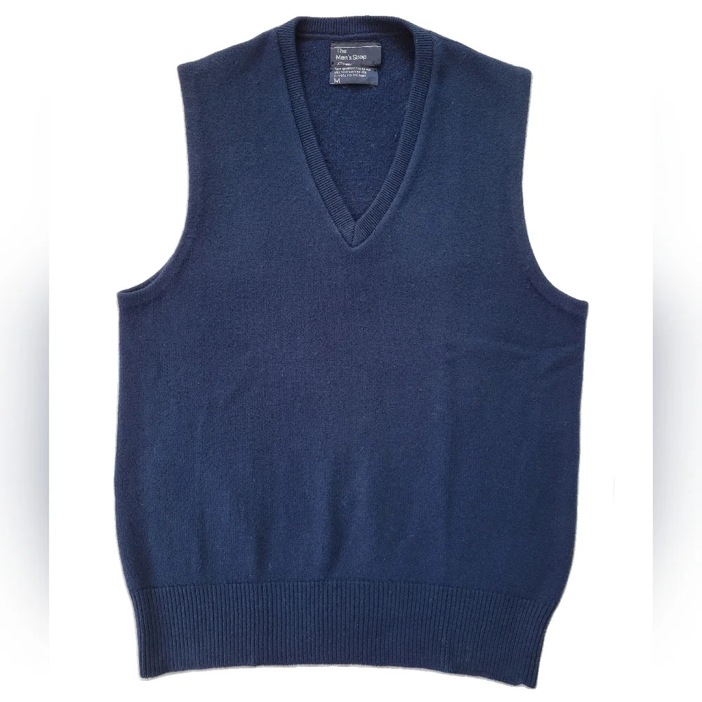 Vintage JCPenny dark blue sweater vest Men M - Picture 1 of 3
